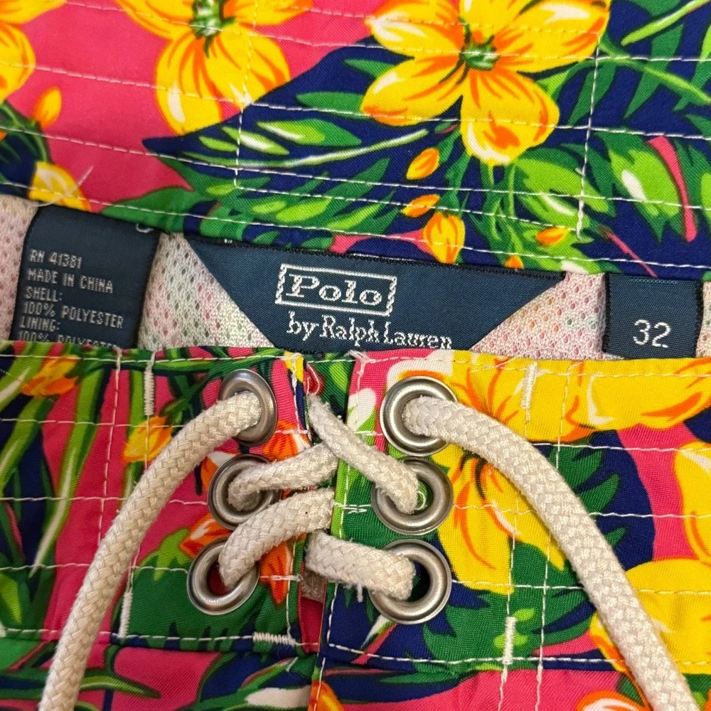 Polo Ralph Lauren Men's Hawaiian Floral‎ Swim Shorts Size 32 Pink Green Yellow